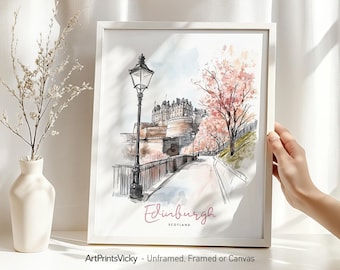 Edinburgh print | Wall art poster drawing | Home and office decor | ArtPrintsVicky