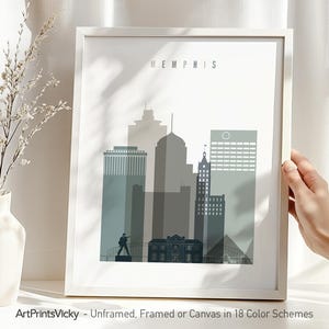 Memphis skyline, Memphis art print, Memphis poster, home decor, Travel gift, City poster, Memphis TN travel decor, ArtPrintsVicky