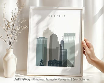 Memphis Minimalist Print, Skyline Poster, Travel Decor, Personalised City Print | ArtPrintsVicky