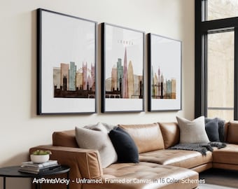 London 3 Piece Wall Art Prints, London Skyline Poster Set | ArtPrintsVicky