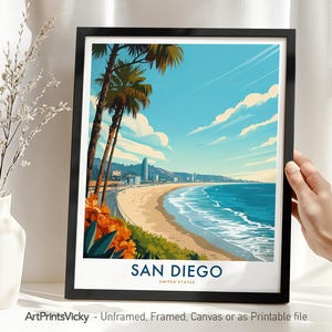 San Diego La Jolla Travel Poster – California Print | Coastal Modern Wall Art Decor for Home Office or Gift