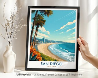 San Diego La Jolla Travel Poster – California Print | Coastal Modern Wall Art Decor for Home Office or Gift