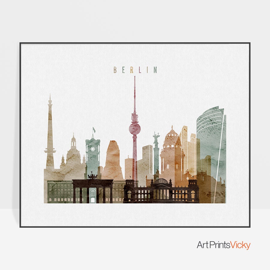 watercolour Wall art- various Sizes Print Germany Berlin Inspired Frame Not Included Poster