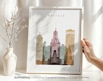 Buffalo NY Print, Poster Skyline, Buffalo NY Wall Art, Travel Poster, Personalised City Art Print | ArtPrintsVicky