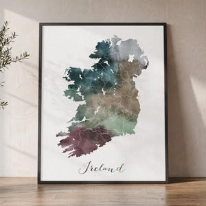 Ireland Map Wall Art Poster, Personalised Travel Map Print for Home Office Decor