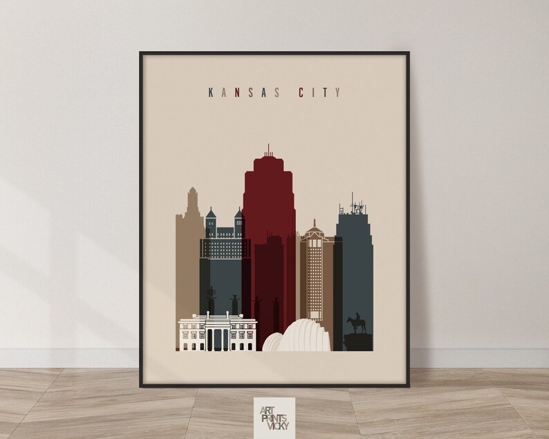 Kansas City Print Poster Wall Art Kansas Cityscape Kansas - Etsy