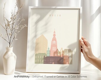 Breda Skyline Poster, Breda Wall art Print | ArtPrintsVicky