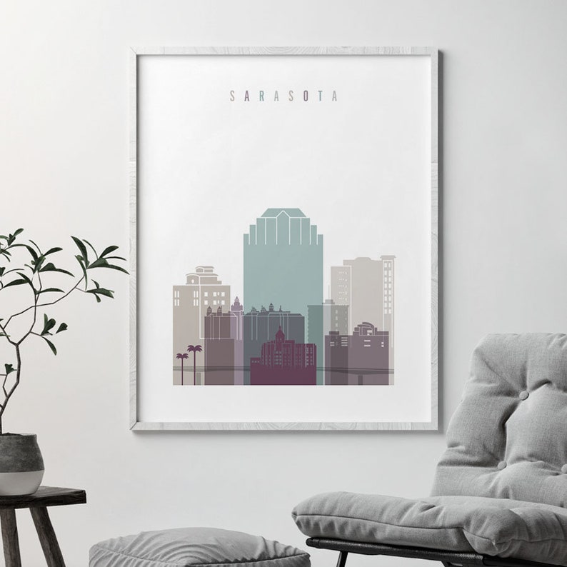 Sarasota Florida Sarasota wall art print Sarasota skyline Etsy