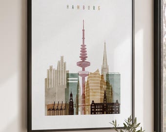 Hamburg Wall Art Print, Skyline Poster, Cityscape Travel Decor