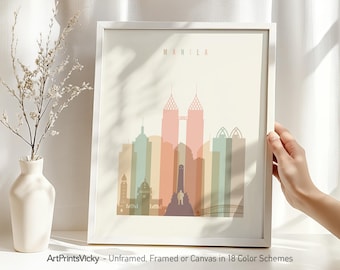 Manila Print, Skyline Poster, Philippines Travel Decor for Homes, Offices, and Unique Travel Gifts | ArtPrintsVicky