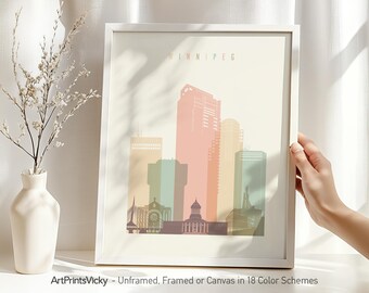 Winnipeg print, poster wall art, Canada cityscape, Travel poster, City print, Travel gifts, Office decor | ArtPrintsVicky