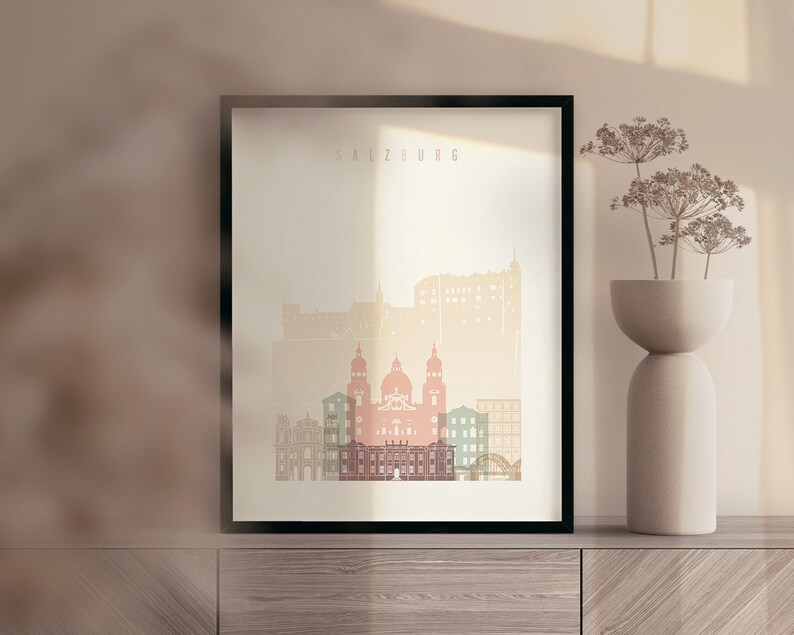 Salzburg Print Salzburg Poster Wall Art Salzburg Skyline - Etsy
