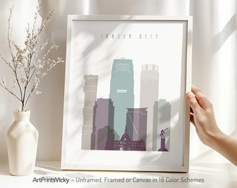 Jersey City Wall Art Print, Jersey City Poster Skyline, Travel Decor, Personalised City Print | ArtPrintsVicky