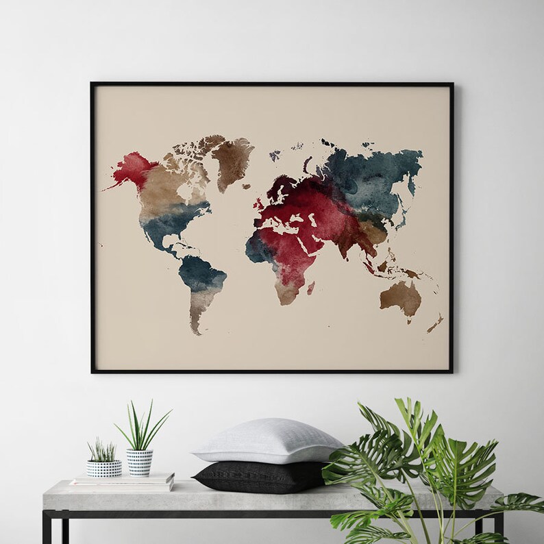 Colorful World Map World Map Wall Art World Map Poster Etsy