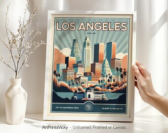 Los Angeles Print | Poster Skyline in Retro Style | Wall Art Decor for Home and Office | Personalised Gift | ArtPrintsVicky
