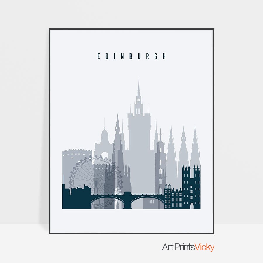 Edinburgh art print Poster Wall art Scotland Edinburgh Etsy