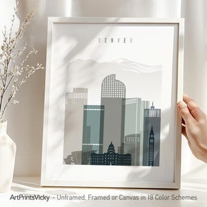 Impressão de Denver, pôster do horizonte de Denver | ArtPrintsVicky