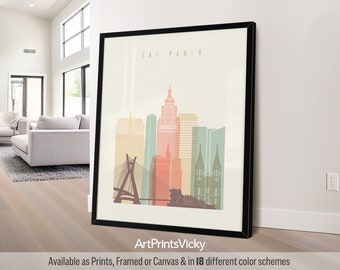 Sao Paulo poster, print wall art, Brazil cityscape, Travel poster, City print, Travel gifts, Office decor | ArtPrintsVicky