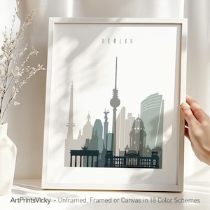 Berlin Skyline Art Print: Earth Tone Travel Poster