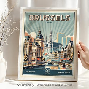 Brussels Poster - Belgium | Brussels Print in Retro Style | Wall Art Decor for Home and Office | Personalised Gift | ArtPrintsVicky