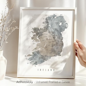 Póster con mapa de Irlanda, arte mural con mapa de viaje, regalos personalizados / ArtPrintsVicky