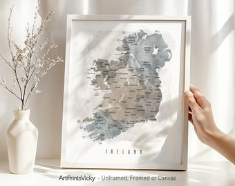 Ireland Map Poster Print , Travel Map Wall Art, Personalised gifts | ArtPrintsVicky