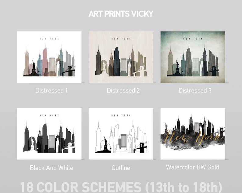 New York print, New York poster wall art, New York City skyline, Travel poster, City print, Travel gifts, Office decor ArtPrintsVicky image 5