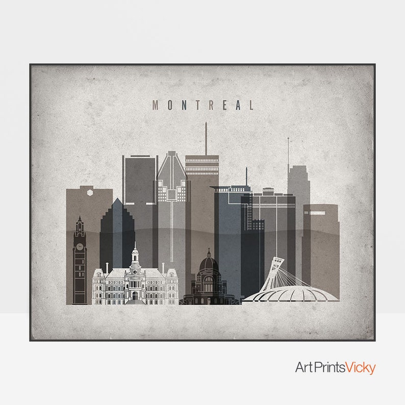 Montreal print Montreal Poster Wall art Montreal skyline Etsy