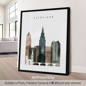 Cleveland print, Skyline Print, Ohio Wall Art, for Homes, Offices, and Unique Travel Gifts | ArtPrintsVicky