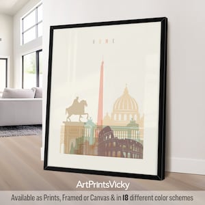 Rome Modern Print in Warm Pastels, Vertical, Framed, Unframed or Canvas | ArtPrintsVicky