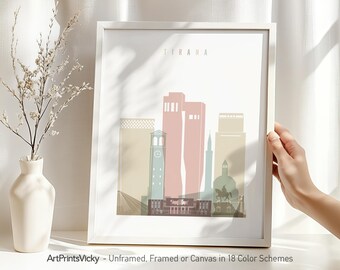 Tirana poster, print wall art, Albania cityscape, Travel poster, City print, Travel gifts, Office decor | ArtPrintsVicky