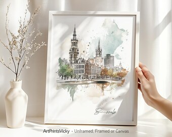 Brussels poster | Art print | Skyline wall art | Cityscape decor for home and office | ArtPrintsVicky