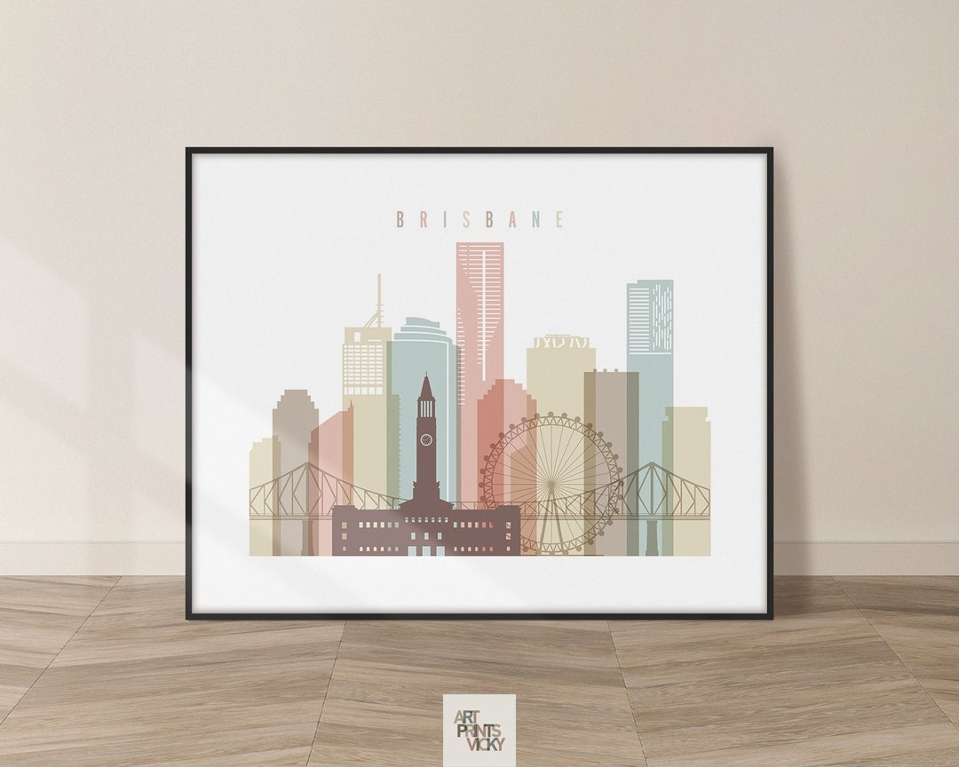 Brisbane Print Brisbane Wall Art Brisbane Skyline Poster Etsy Australia