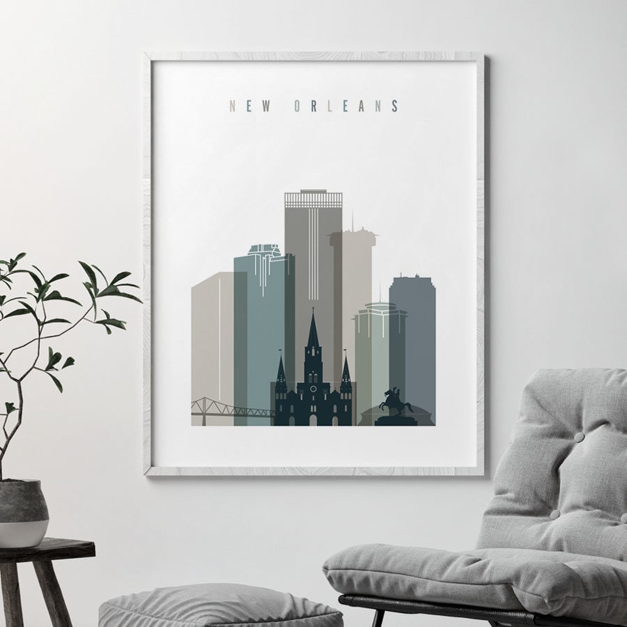 New Orleans Print Wall Art New Orleans Skyline Poster Etsy