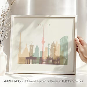 Berlin Skyline Art Print: Pastel Cream Germany Cityscape
