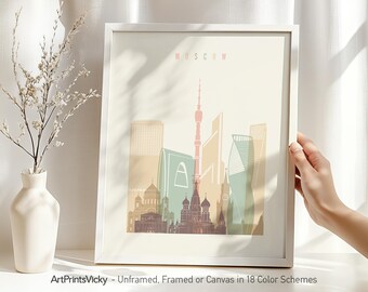 Moscow Poster, Skyline Print, Travel Decor for Homes, Offices, and Unique Gifts | ArtPrintsVicky