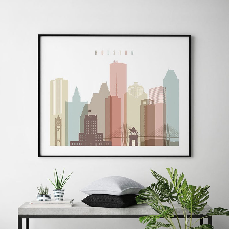 Houston wall art print Houston skyline Poster Texas Etsy