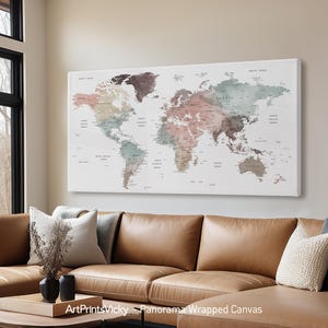 Impresión en lienzo de arte mural con mapa del mundo / ArtPrintsVicky