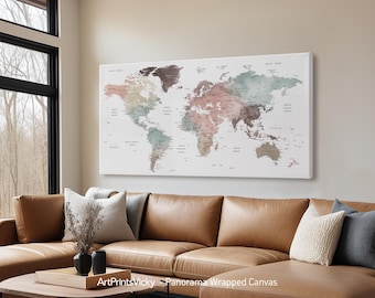 World map canvas distressed art print by ArPrintsVicky