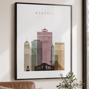 Memphis Wall Art Print, Skyline Poster, Cityscape Travel Decor