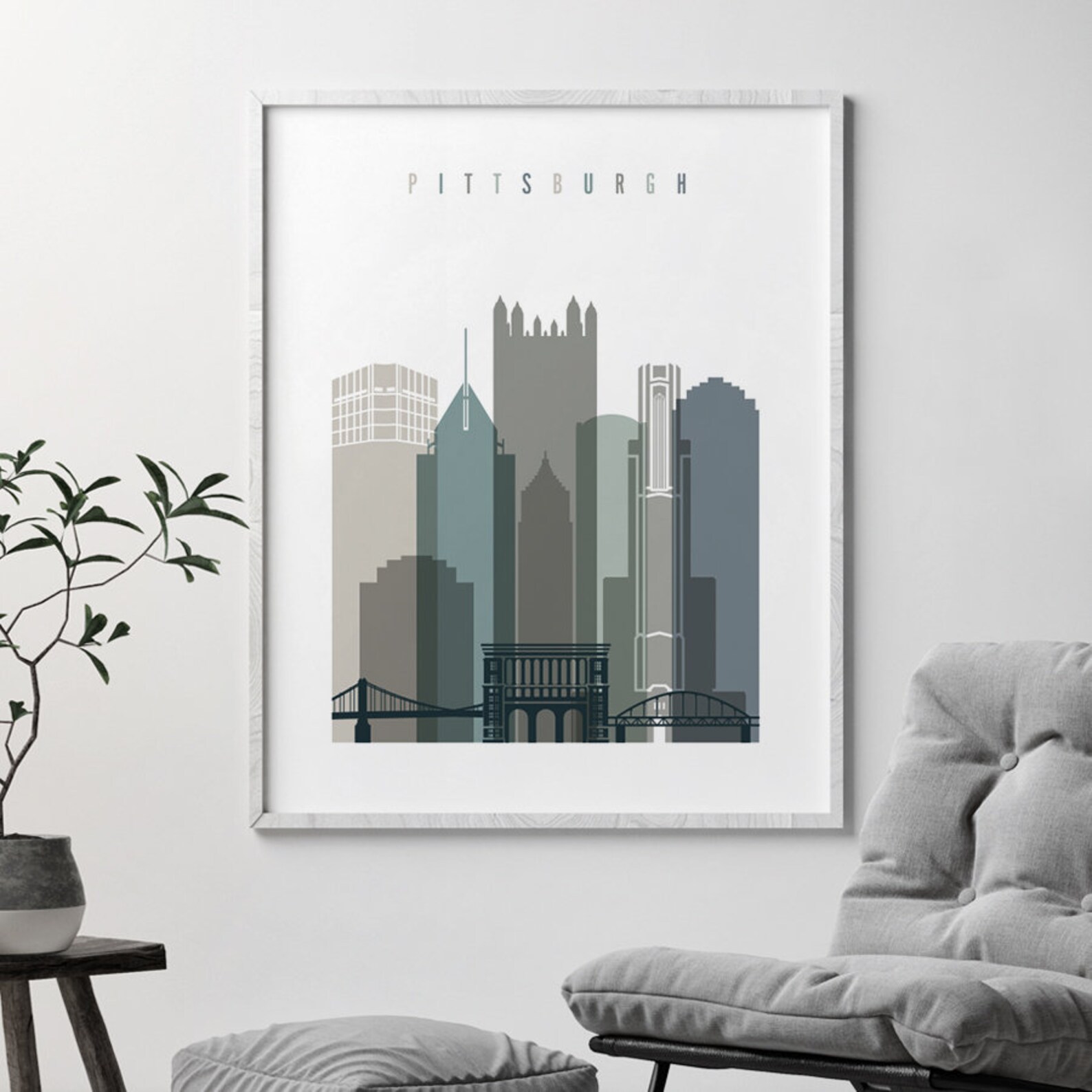 Pittsburgh Skyline Pittsburgh Art Print Poster Wall Art Etsy