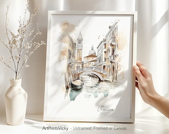 Venice print | Venice poster wall art | Venice skyline drawing | Home and office decor | Venice gifts | ArtPrintsVicky
