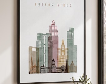 Buenos Aires Wall Art Print, Skyline Poster, Cityscape Travel Decor