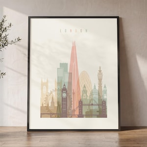 London Wall Art Print, Skyline Poster, Cityscape Travel Decor