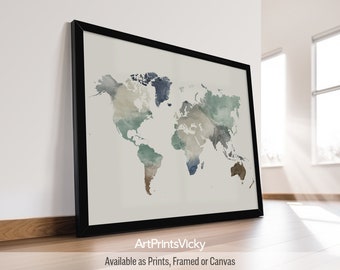 World map poster print | Personalised gifts wall art | Decor for home and office | ArtPrintsVicky