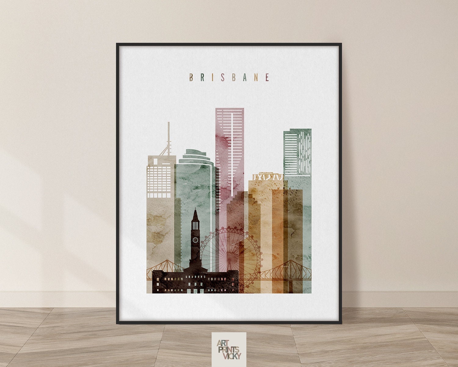 Brisbane Poster Brisbane Print Brisbane Skyline Wall Art Etsy Australia