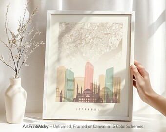 Istanbul Street Map Art - City Map & Skyline Poster - Travel Prints Gift - Decor Wall Art for Home or Office | ArtPrintsVicky