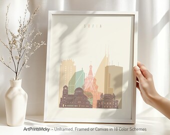Sofia poster, print wall art, Bulgaria cityscape, Travel poster, City print, Travel gifts, Office decor | ArtPrintsVicky