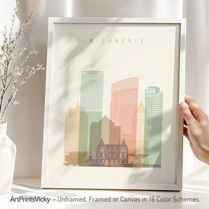 Milwaukee print, Poster, Wall art, Wisconsin Milwaukee skyline, City poster, Office and Home Decor | ArtPrintsVicky
