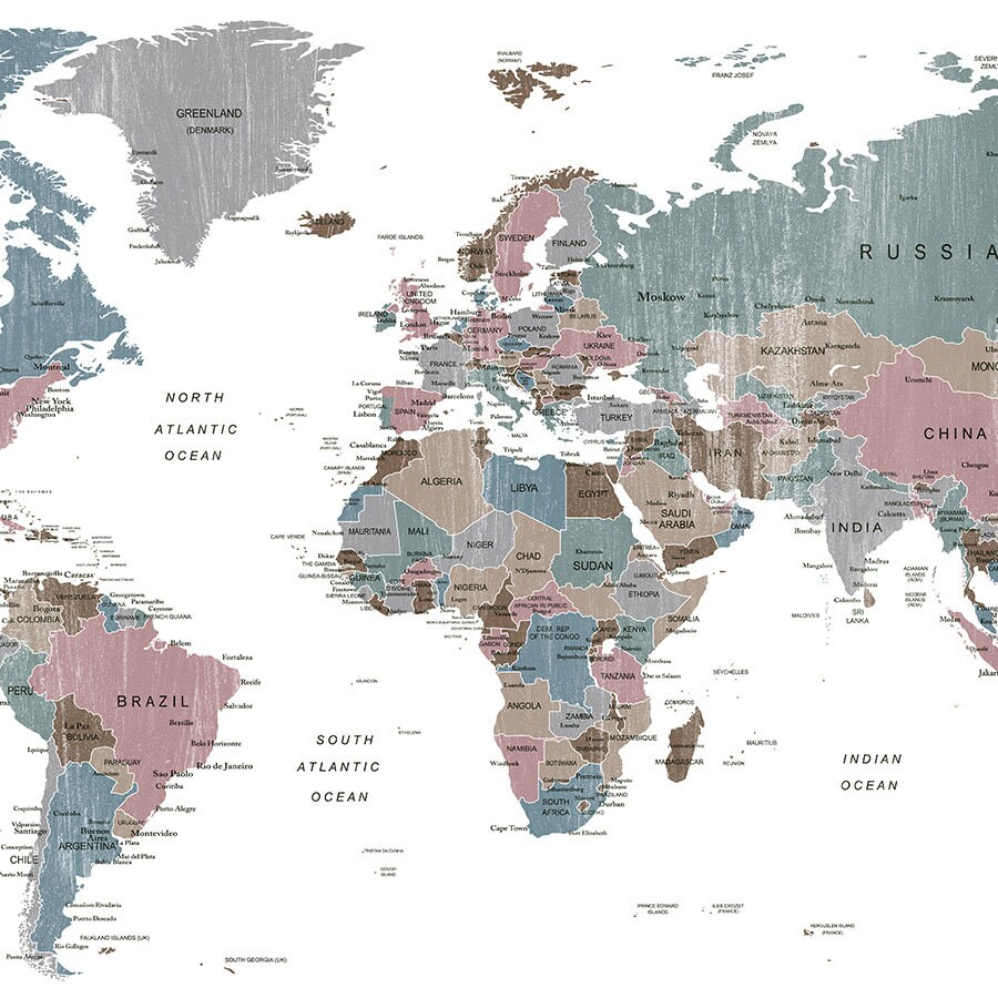 Detailed world map World map poster travel map large world | Etsy